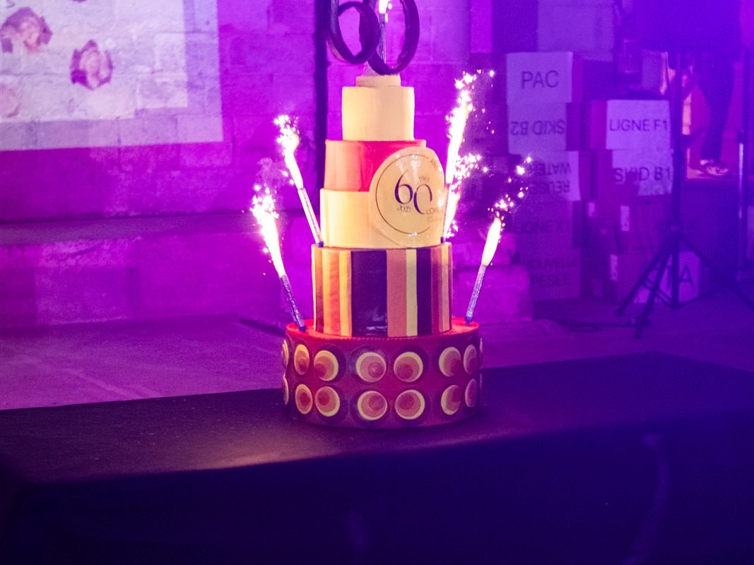 Gâteau des 60 ans sous les étincelles