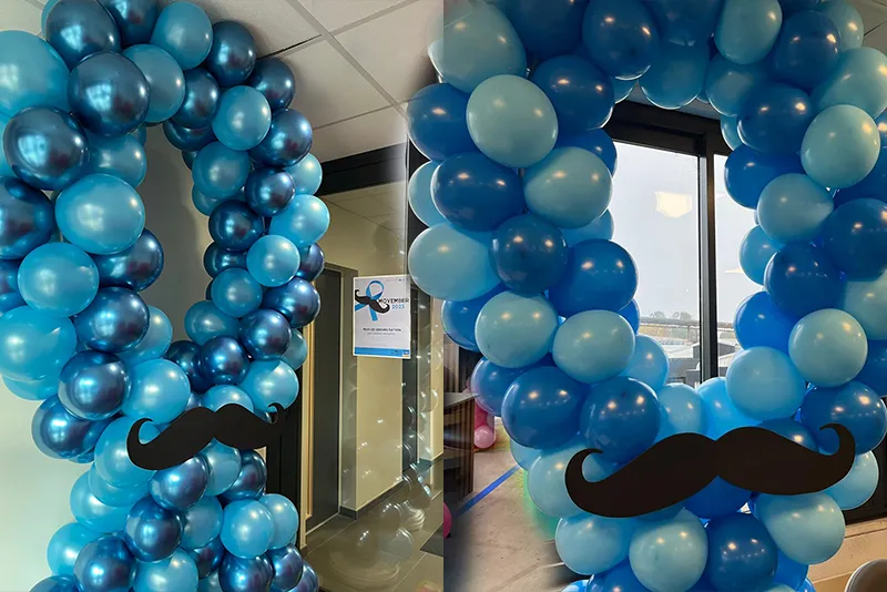 Rubans bleus en ballons pour Movember